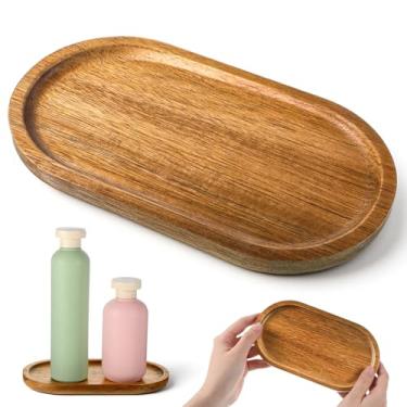 Imagem de LXUEJIE Pequenas bandejas de servir de madeira de acácia, bandeja de moinho de sal e pimenta, bandeja de penteadeira de madeira, bandeja organizadora de bancada de banheiro, bandeja de café, aperitivo