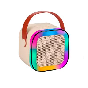 Imagem de Mini Caixa de Som Microfone Bluetooth Portátil RGB Para Karaoke, Festas e Viagens - Bluetooth 5.0 | Cor:Branco