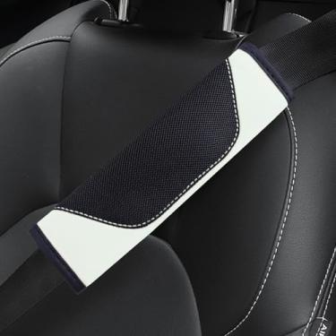 Imagem de Hbxdeco 2 peças de capa de cinto de segurança de carro, capas de cinto de segurança de malha macia e couro para carros, protetor de almofada de cinto de segurança automotivo, capas de alça de ombro