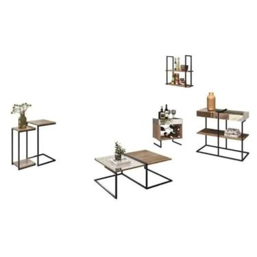 Imagem de Kit Aparador Prateleira Adega E Mesas Aurora Demolição