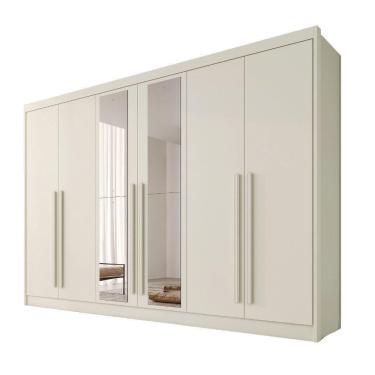 Imagem de Guarda Roupas 6 Portas Alba Plus Com Espelho 100% Mdf Off White