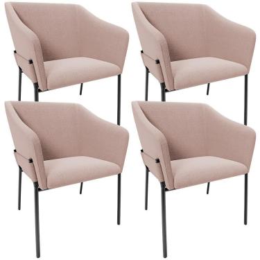 Imagem de Kit 4 Cadeiras Para Sala De Jantar Estar Living Olívia L02 Bouclê Rosê - Lyam Decor