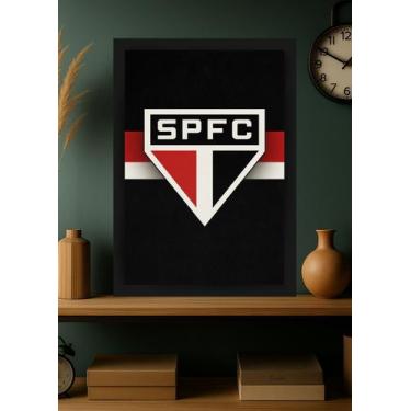 Imagem de Quadro São Paulo FC SPFC Tricolor com Vidro Moldura Preta Tamanho:21cm