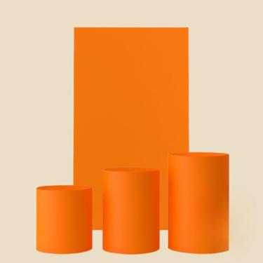 Imagem de Kit Capa De Painel Romano Liso Retângulo Dupla Face Duas Cores E Trio Cilindros De Malha Gel Premium(Laranja neon)