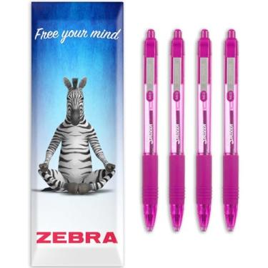 Imagem de Caneta esferográfica retrátil Zebra Z-Grip de tinta lisa - ponta de 1,0 mm - pacote com 4 canetas - em embalagem de caixa de presente (rosa)