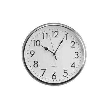 Imagem de Relógio De Parede Branco E Prata 26Cm - Btc