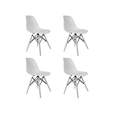 Imagem de Conjunto Com 4 Cadeiras Eames Branco  Base Em Polipropileno