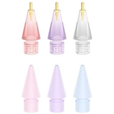 Imagem de FAFALITHIC Pacote com 6 pontas de substituição coloridas compatíveis com Apple Pencil 2ª geração, Apple Pencil 1ª geração, Apple Pencil USB-C e Apple Pencil Pro (cor sólida + transparente)