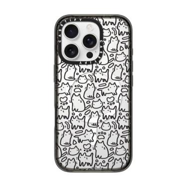 Imagem de CASETiFY Capa Impact para iPhone 16 Pro [proteção contra quedas de grau militar de 2,5 m 4X/compatível com Magsafe] - estampa engraçada de gatinhos - preto transparente