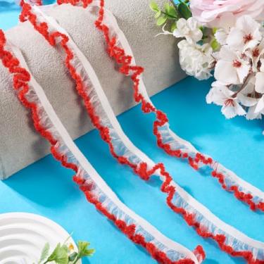 Imagem de Fita elástica de elastano de renda de nylon de 2,3 cm com babados plissados, acabamento de renda elástica de chiffon para amarrar o cabelo, faixa de cabeça, vestuário, costura, artesanato, decoração