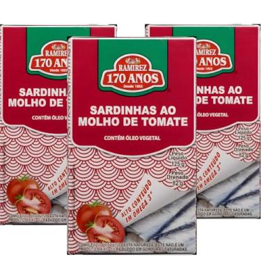 Imagem de Sardinhas Ramirez em Molho de Tomate - Tampa Abre Fácil - 125g - Produto Importado de Portugal - 3 Un. - Rico em Ômega 3 e Licopeno