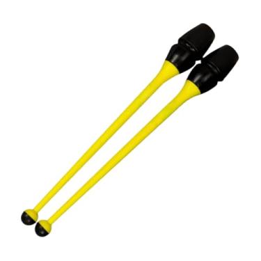 Imagem de Generic Conjunto de 2 bastões de ginástica emborrachados de 36 cm de comprimento para treinamento de dança e ginástica rítmica, ideais para crianças e, Amarelo