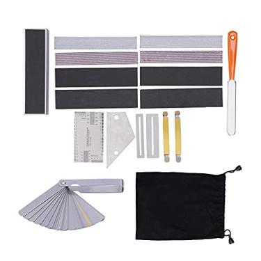Imagem de Conjunto de ferramentas Guitar Luthier - Conjunto abrangente para reparo e manutenção de guitarra. Aprimorado com papel abrasivo, este conjunto completo de ferramentas de luthier de guitarra cobre