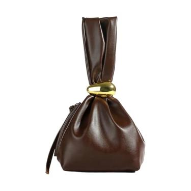 Imagem de GORGLITTER Bolsa feminina pequena de metal clutch de couro PU mini bolsa, MOCHA MARROM, one_size