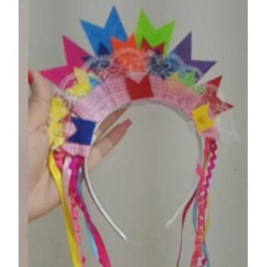 Imagem de Tiara junina banderolas Infantil Colorida com Estrelas, Acessório para Cabelo Festivo são João, Arco de Cabeça Decorativo para Crianças, Multicolorido - Tam único