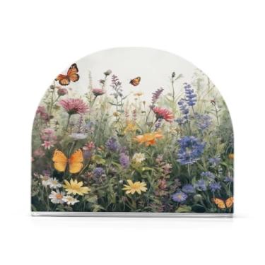 Imagem de JUZIHAI Porta-guardanapos de flores para mesa dispensador de guardanapos de acrílico para mesa suporte de lenços independente para cozinha sala de jantar bar festa decoração de casa
