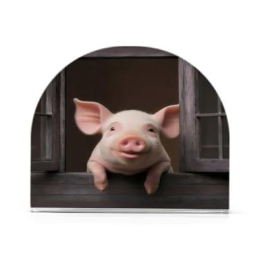 Imagem de JUZIHAI Porta-guardanapos de porco engraçado para mesa dispensador de guardanapo de acrílico para mesa suporte de lenços independente para cozinha sala de jantar bar festa decoração de casa
