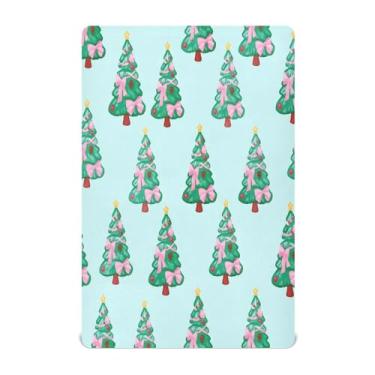 Imagem de JUZIHAI Lençol de berço com laço rosa de Natal para meninos e meninas, macio, respirável, elástico 132 x 71 cm, lençol aconchegante para berço padrão e cama de criança pequena