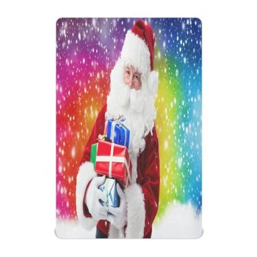 Imagem de Qilmy Lençóis de berço para bebês de Natal, presentes de Papai Noel, macio, respirável e elástico, lençol com elástico para meninos e meninas, miniberço, 99 x 68,5 cm, capa de colchão infantil