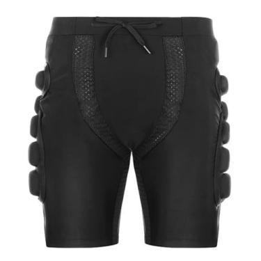 Imagem de Asixxsix Calções acolchoados de proteção 3D, calças com almofada de proteção para as nádegas e o cóccix com acolchoamento EVA espesso, cinto largo e elástico (L)