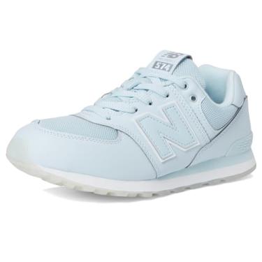 Imagem de New Balance Tênis infantil 574 V1 com cadarço (criança grande), Vidro fosco/prata metálico, 19