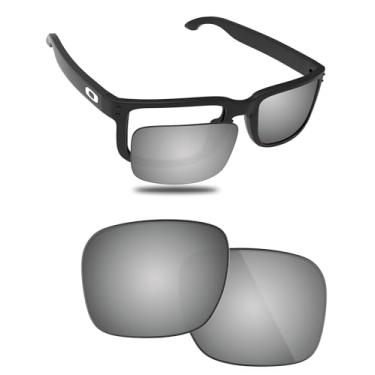 Imagem de Fiskr Lentes polarizadas de substituição compatíveis com óculos de sol Oakley Holbrook XXL OO9487 61 mm, resistente a impactos e ajuste perfeito - prata metálica