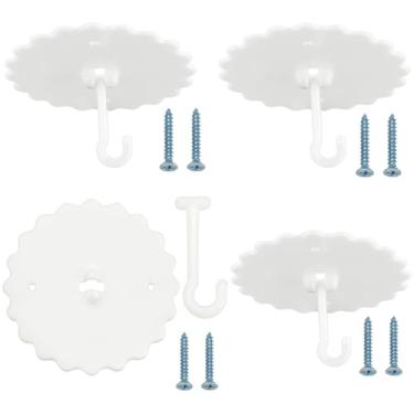 Imagem de GORGECRAFT 4 conjuntos de ganchos de rede mosquiteira de teto 11,8 cm gancho de beliche super cola ganchos de cama de dossel giratórios para teto 180° montado para pendurar mosquiteiro toalha casaco