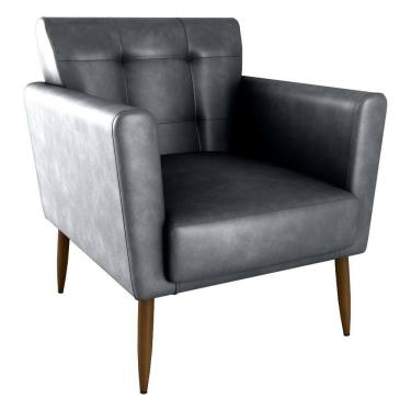 Imagem de Poltrona Decorativa Pes Palito Cancun Corino Frankfurt Milani Store Preto Grafite