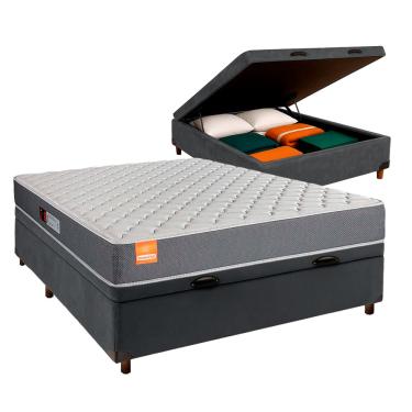 Imagem de Conjunto Cama Box Bau Cinza Casal + Colchão D23 Pro Inducol