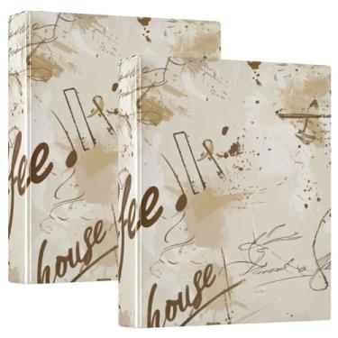 Imagem de Pasta para prancheta de selos vintage Coffee House, fichário com 3 anéis redondos de 2,5 cm, pacote com 2