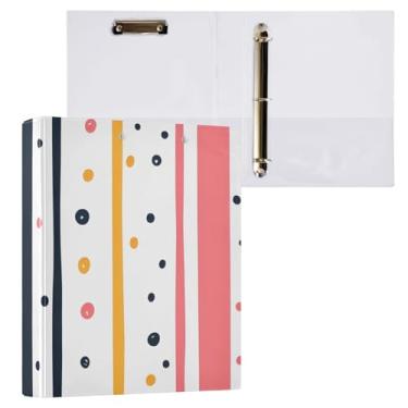 Imagem de Pasta de prancheta branca com listras mínimas, anéis redondos, organizador de fichário de 2,5 cm, pacote com 2
