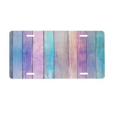 Imagem de Placa de licença colorida de madeira de praia para frente do carro placas de carro alumínio metal adequado para caminhão placa de porta de carro bar café acessórios automotivos para homens mulheres 15