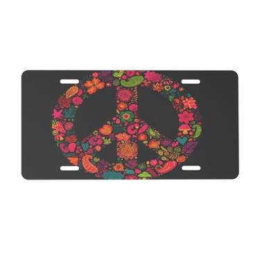 Imagem de Placa de licença Red Peace Art para frente do carro placas de carro alumínio metal adequado para caminhão, placa de porta de carro, bar, café, acessórios automotivos para homens e mulheres 15 x 30 cm
