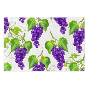 Imagem de Quebra-cabeças com folhas verdes roxas uvas 1000 peças para adultos jogo de arte personalizado colorido quebra-cabeça presentes para jogo de elefante branco, 75 x 40 cm