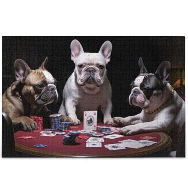 Imagem de Jogo de buldogues franceses quebra-cabeças personalizados engraçados 1000 peças para adultos presentes de festa elefante branco paisagem quebra-cabeça arte animal, 75 x 50 cm