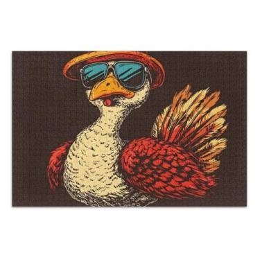 Imagem de Quebra-cabeça vintage com óculos de peru marrom, quebra-cabeça adulto 500 peças, com letras na parte de trás, quebra-cabeça adulto