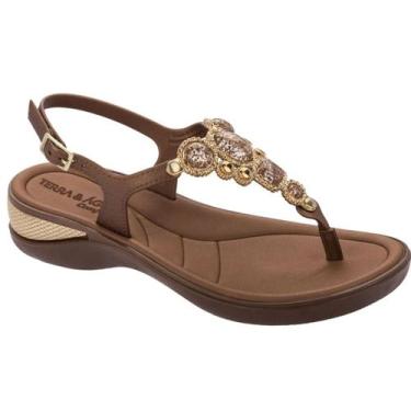 Imagem de Sandália terra e água anabela comfort 489804 - Terra & Água, Bronze mo