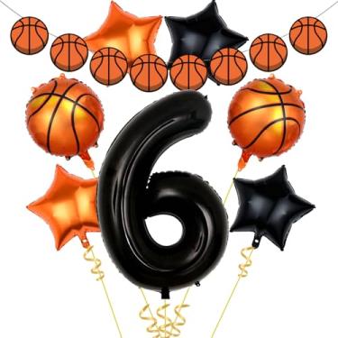Imagem de Balões com números de basquete de 101 cm, 6º aniversário, decorações de festa de basquete para aniversário, kit de arco de balão de alumínio Mylar suprimentos para festa de aniversário temática