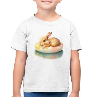 Imagem de Camiseta Algodão Infantil Coelhinho Relaxando Na Piscina  - Foca na Mo