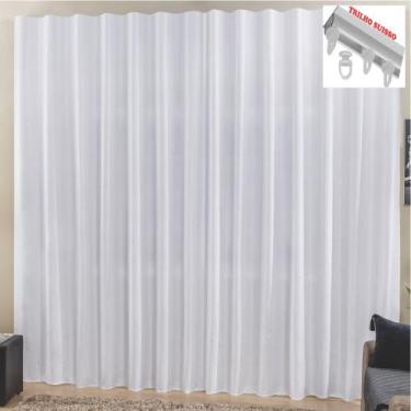 Imagem de Cortina Top Chick 3 Metros Sala Quarto Tecido Ráfia Trilho Suisso - Br