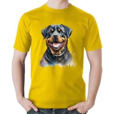 Imagem de Camiseta Algodão Cachorro Rottweiler - Foca na Moda, Amarelo, G