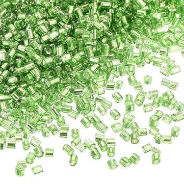 Imagem de Generic 1400 peças de contas de cornetim de vidro, tubo de 1,5 x 1,5 mm, mini espaçador de semente de vidro solto para brincos faça você mesmo, colares, pulseiras, fabricação de joias (prata-verde