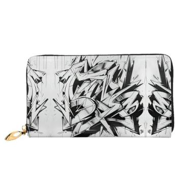 Imagem de XLLingL Carteiras de cartão de crédito impressas, bolsas longas de couro femininas, carteiras com zíper, carteira de viagem simples