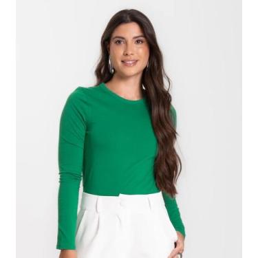 Imagem de Blusa Manga Longa Básica Select Verde, G, Verde