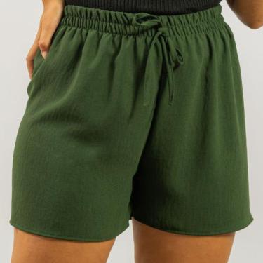 Imagem de Short Duna Feminino Soltinho Cós Alto Com Elástico Casual - 40 Graus M