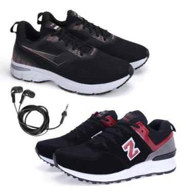 Imagem de Tênis Feminino Esporte Academia + Fone de Ouvido Fio Kit 2 - Rede Carn