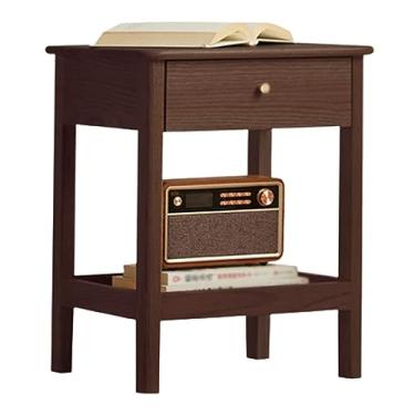 Imagem de Mesa de cabeceira grande e leve com suporte, espaços pequenos, para quarto, gaveta, prateleira, mesa de canto estreita, móveis de cabeceira resistentes