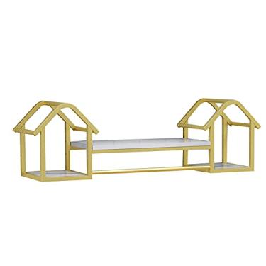 Imagem de SGeneE Suporte de exibição de roupas de madeira removível para pendurar na parede, rack de secagem de tubo industrial, cabideiro, dourado (150 cm)