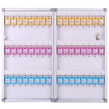 Imagem de Porta-chaves para armário de chaves de parede de liga de alumínio resistente ao ar livre, organizador de chaves montado na parede 24/48/96, caixa de gerenciamento de chaves de carro para hotel, grande