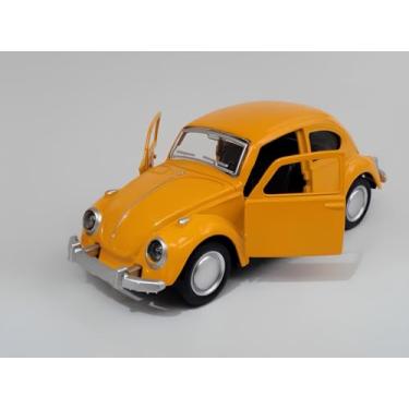 Imagem de Miniatura Carrinho de Metal Antigo Fuscao Colecionável Amarelo